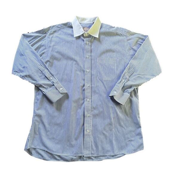 Gitman Bros Contrast Dress Shirt USA Made Striped Blue Size 17/33 Men MINT - Picture 1 of 8